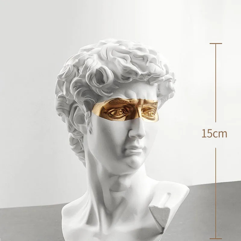 Vivolux | Statuen zur Dekoration, 15 cm, David, Couchtisch, Heimdekoration, Ornamente, Zimmerbüste aus Gips, weißes Harz, dekorative Kunstskulptur