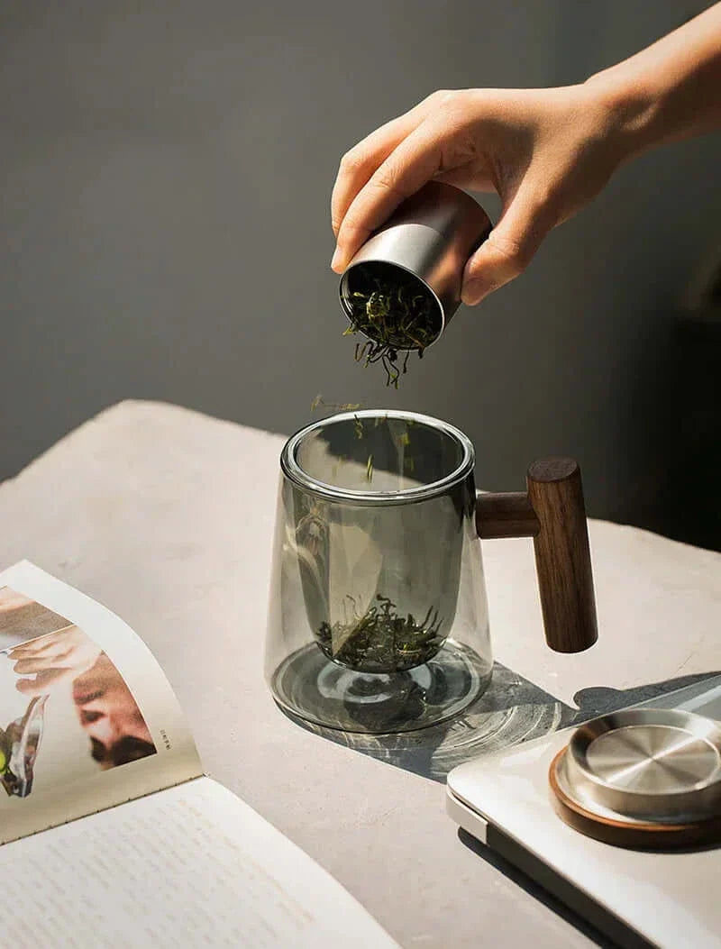 Vivolux | Ultramoderne Glas-Teetasse mit Filter und Deckel