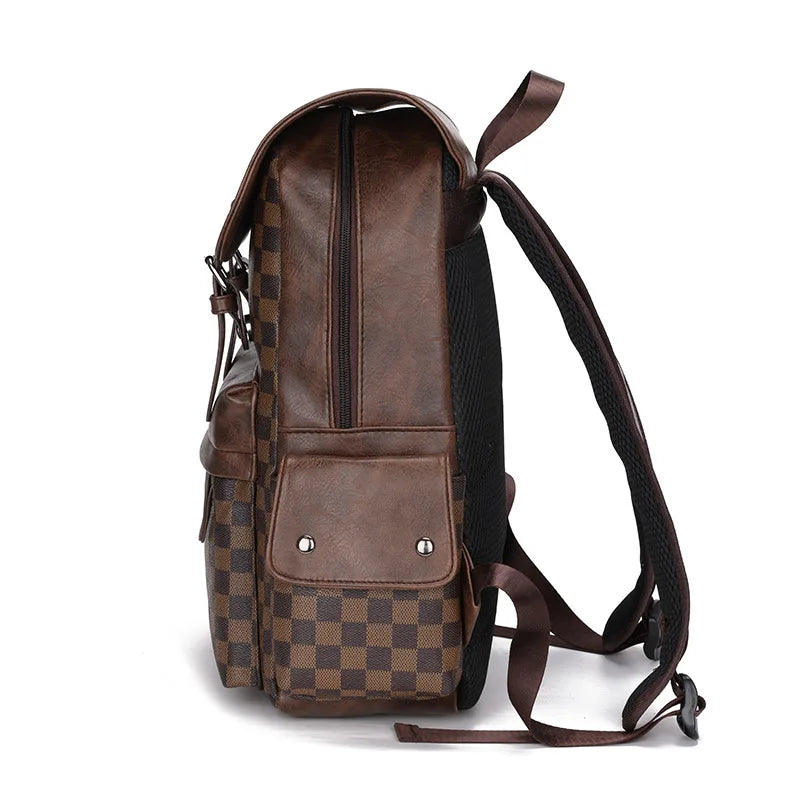 Vivolux | Trendiger Karierter Business Vielseitiger Herren Rucksack Reisen Große Kapazität Luxusmarken Design Rucksack Herren PU Leder Schulranzen