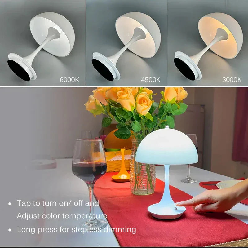 Vivolux | Pilz 3-Farben-Dimmbares Aufladbares LED-Tischlampen