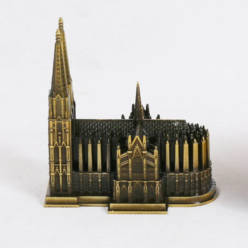 Vivolux | Cologne Cathedral Model Metal Antique Bronze Germany Kölner Dom Building Figurine World Famous Landmark Architecture Decoration