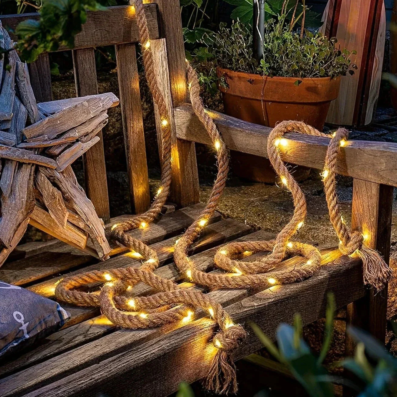 Vivolux | SolarRope | Solarbetriebenes Hanfseillicht | Nachhaltige Dekobeleuchtung für Garten & Terrasse
