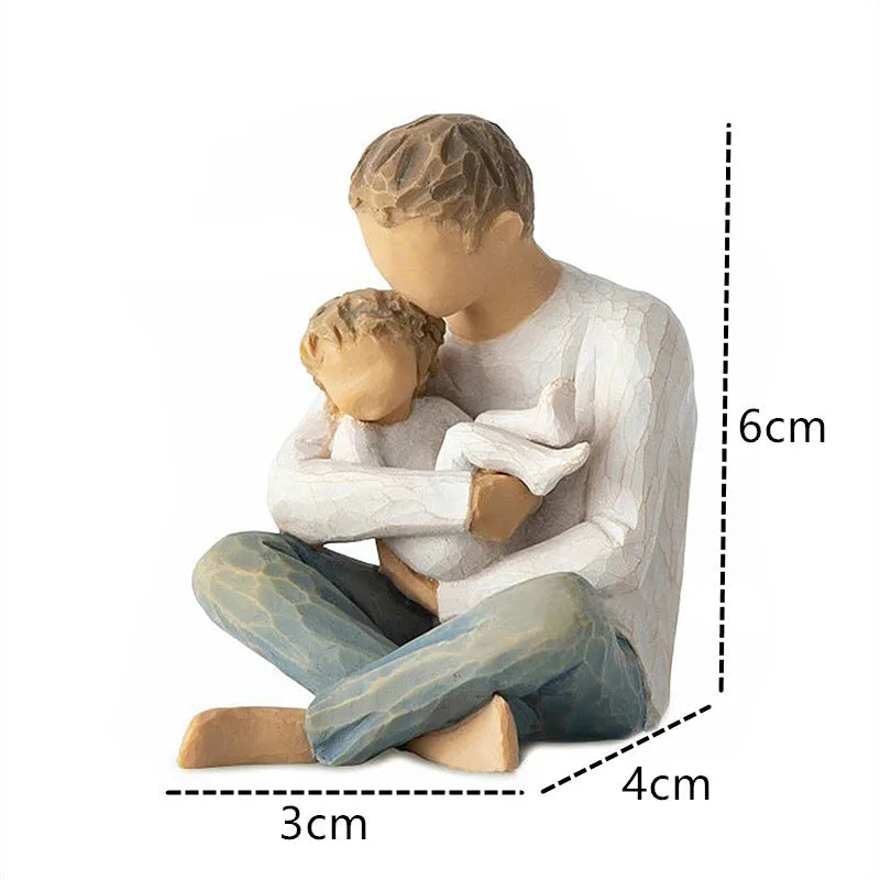 Vivolux | Statuette aus Kunstharz, Menschen, Familienfiguren, Skulptur, Figuren für Heimdekoration, Tischdekoration, Wohnzimmer, Engel, Umarmung, Hund, Vater, Kind