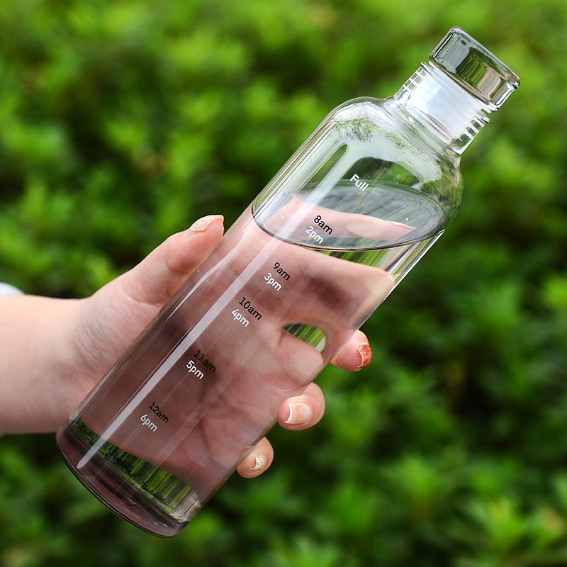 Vivolux | Zeit-Skalen hitzebeständige Glas Wasserflasche