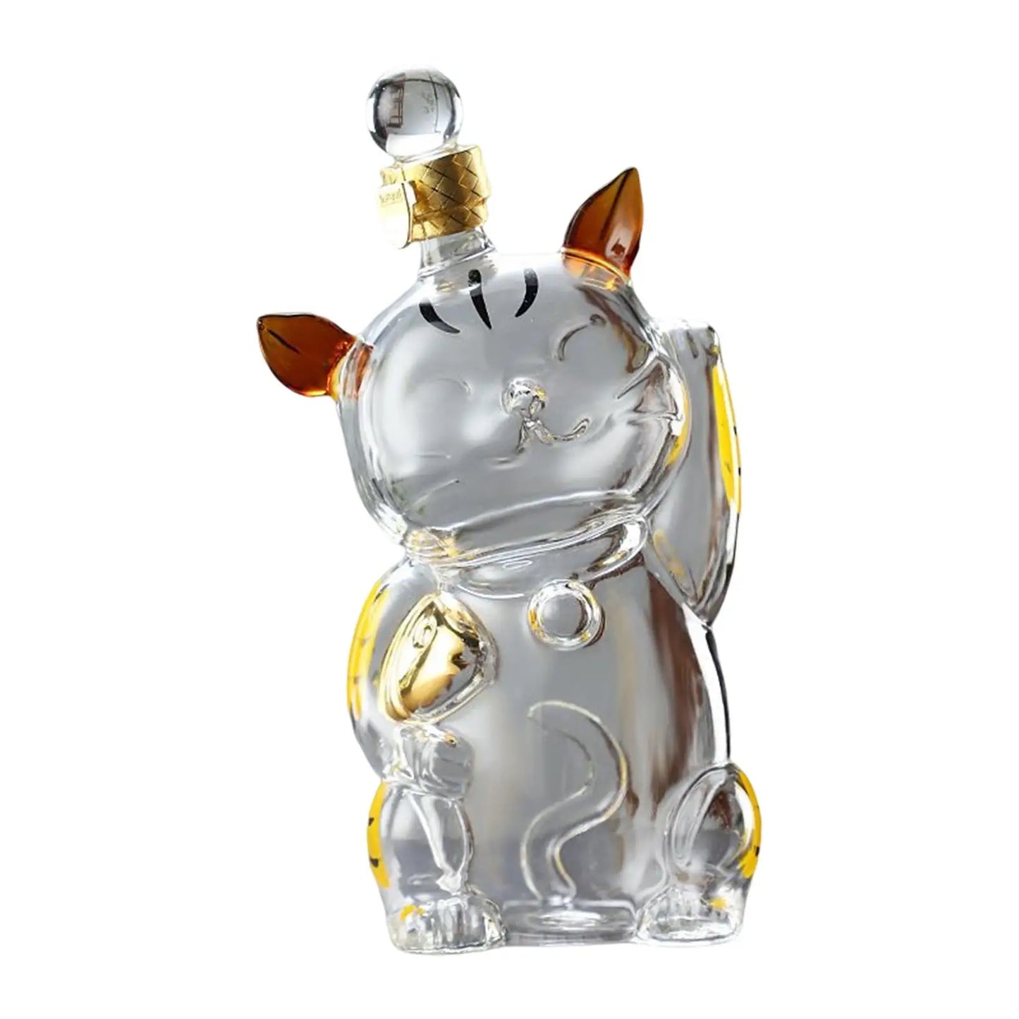 Vivolux | Cat Shaped Glass Decanter Glass Holder with Stopper Bottle Drinkware Dispenser Carafe 1000ml for Dining Party Decoration Gift