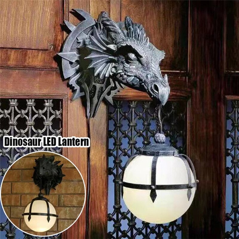 Vivolux | LED-Laterne mit Drachenkopf aus Kunstharz für einzigartige Halloween-Dekoration