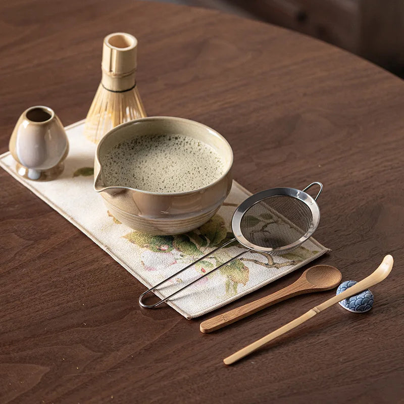 Vintage 7-teiliges Matcha Set für traditionelle Teezeremonien – Keramikschale, Chasen, Bambusschaufel, ideal für Matcha Tee Set kaufen-3