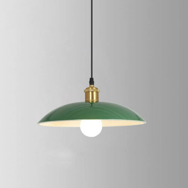 Vivolux | RetroDome Industrielle Vintage Pendelleuchte | Grünes Eisen-Kuppeldesign | Einzellicht | Rustikale Deckenbeleuchtung