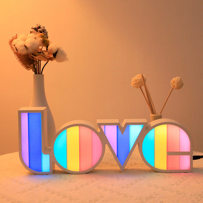 Vivolux | Moderne Art Deco wasserdichte PS LOVE Buchstaben LED Tischlampe für das Schlafzimmer