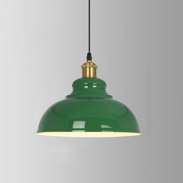 Vivolux | RetroDome Industrielle Vintage Pendelleuchte | Grünes Eisen-Kuppeldesign | Einzellicht | Rustikale Deckenbeleuchtung