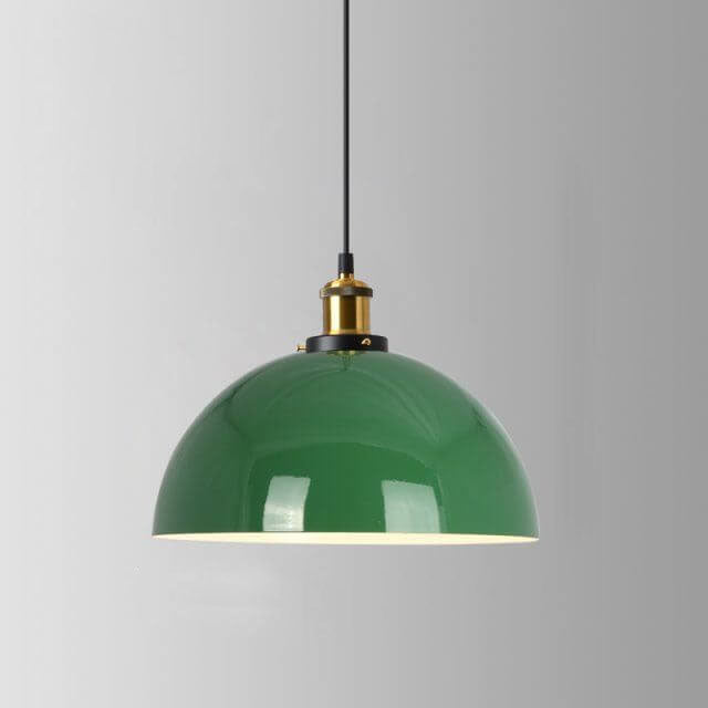 Vivolux | RetroDome Industrielle Vintage Pendelleuchte | Grünes Eisen-Kuppeldesign | Einzellicht | Rustikale Deckenbeleuchtung