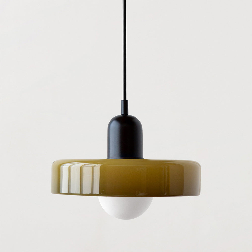 Vivolux | Pendelleuchte aus farbigem Glas | Elegante Hängeleuchte im Bauhaus-Stil | Designlampe für Wohnzimmer & Esszimmer