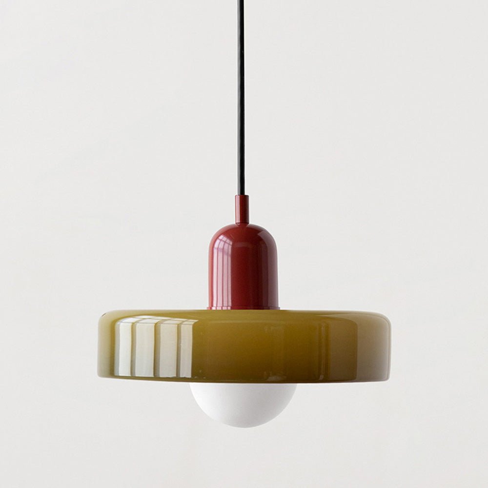 Vivolux | Pendelleuchte aus farbigem Glas | Elegante Hängeleuchte im Bauhaus-Stil | Designlampe für Wohnzimmer & Esszimmer