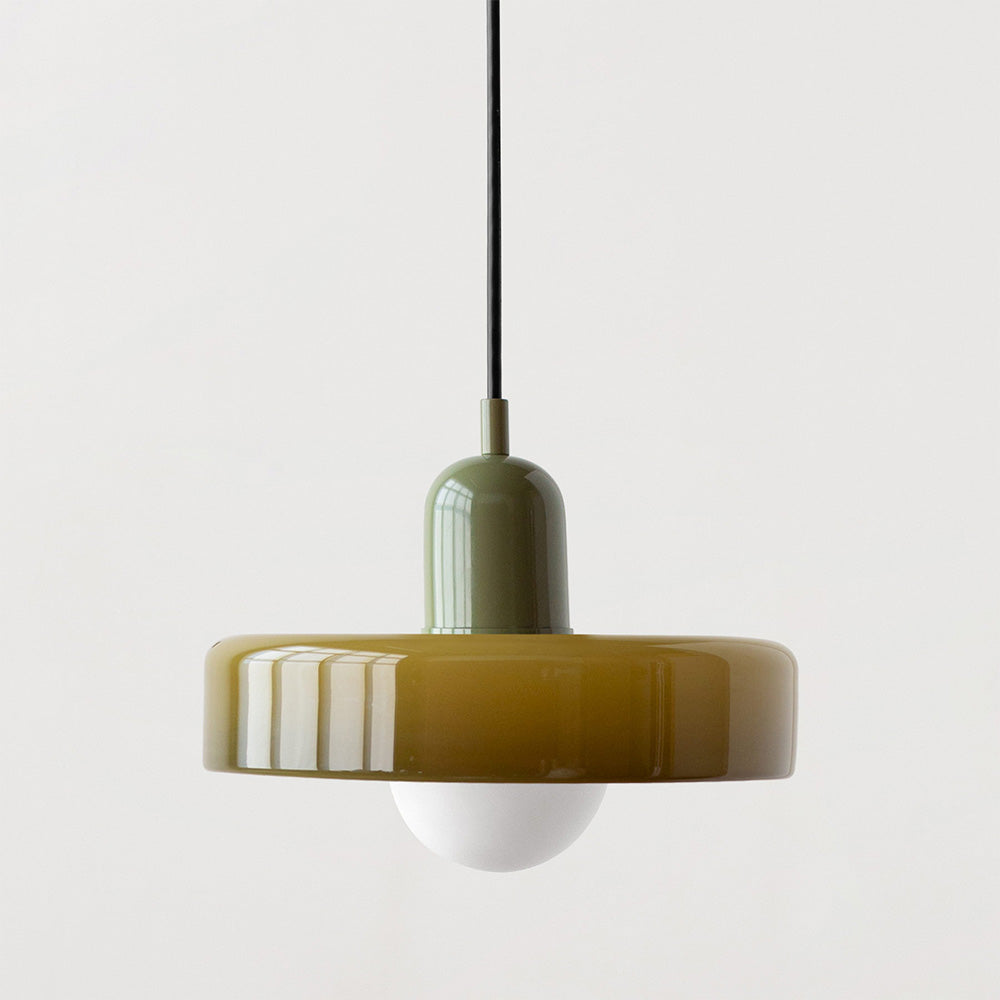 Vivolux | Pendelleuchte aus farbigem Glas | Elegante Hängeleuchte im Bauhaus-Stil | Designlampe für Wohnzimmer & Esszimmer