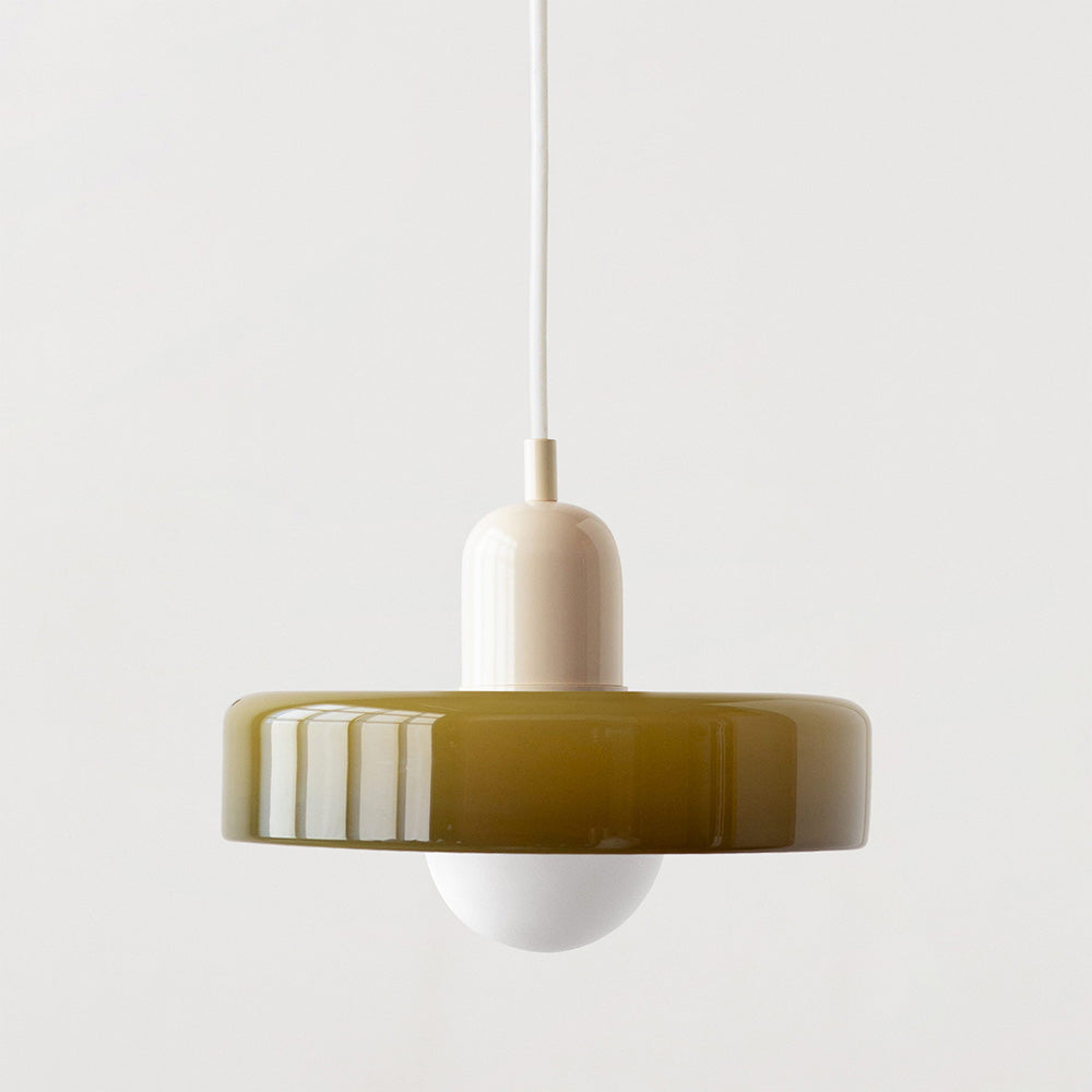Vivolux | Pendelleuchte aus farbigem Glas | Elegante Hängeleuchte im Bauhaus-Stil | Designlampe für Wohnzimmer & Esszimmer