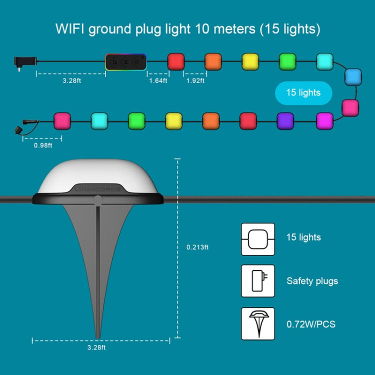 Vivolux | CP01 Outdoor WIFI Smart APP Steuerung Gartenlampe Musik-Synchronisation Außen Bodenlichter (US-Stecker)