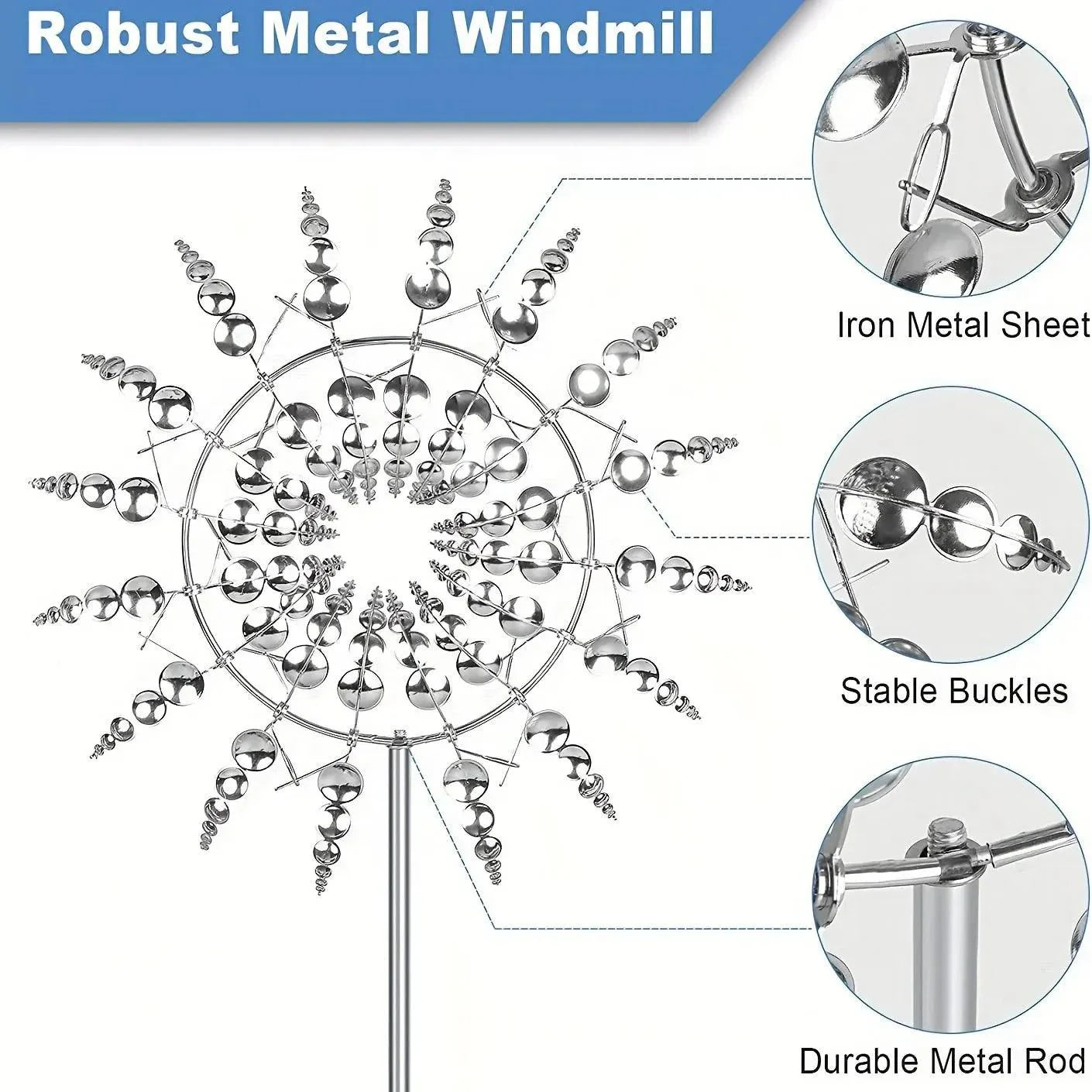 Vivolux | Windmühle Spinner | Einzigartiges windbetriebenes Gartendekor aus Metall