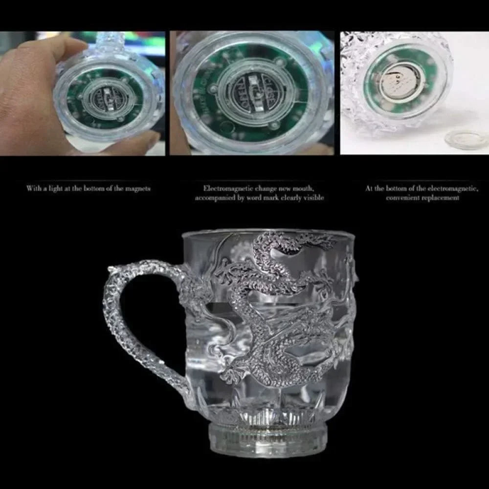 Vivolux | 1 Stück Farbwechsel Leuchtende LED Drachen Tasse Wasser Aktiviert Lichter Bier Kaffee Milch Tee Wein Whiskey Bar Becher Reise Kreatives Geschenk