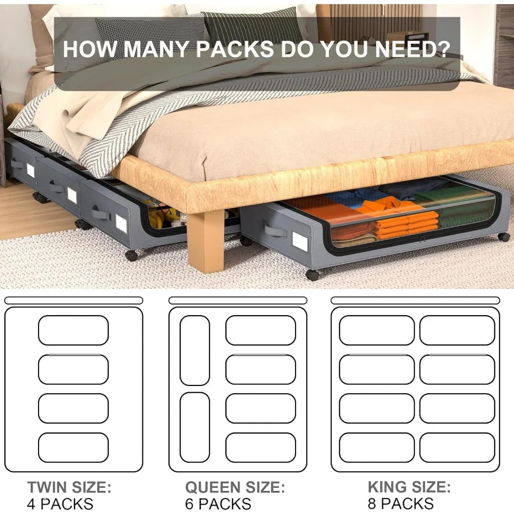Vivolux | Unterbett-Aufbewahrung stapelbarer rollbarer Box-Organizer
