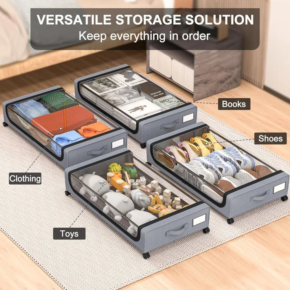 Vivolux | Unterbett-Aufbewahrung stapelbarer rollbarer Box-Organizer