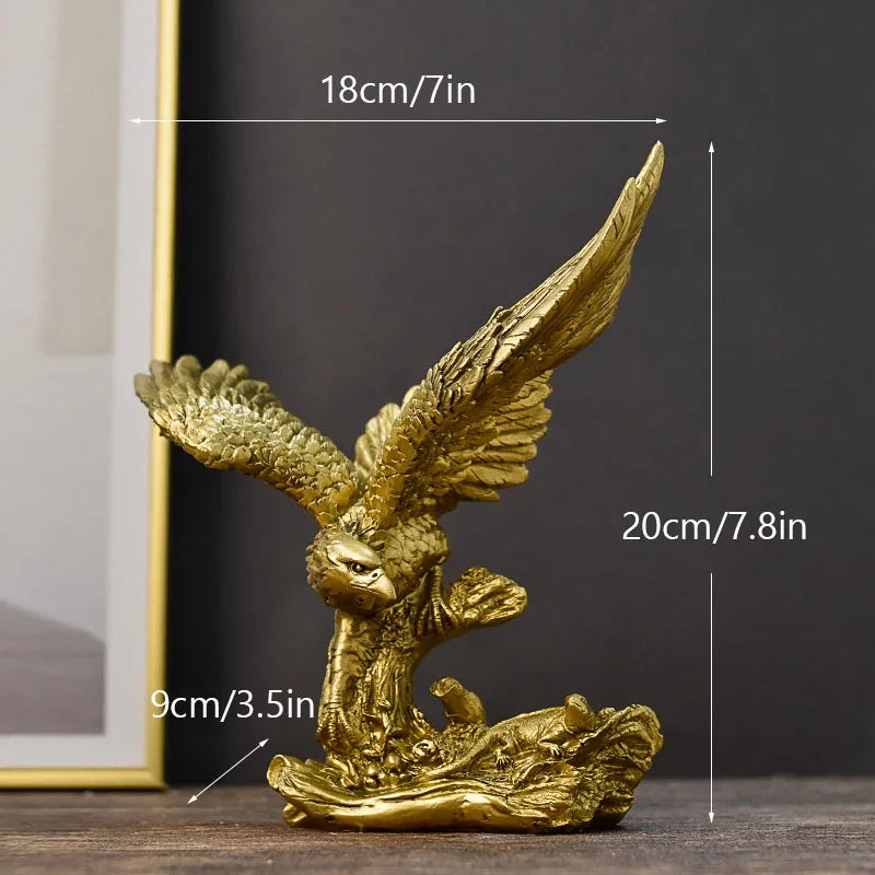 Vivolux | Resin Goldener Adler Statue Kunst Tier Modell Sammlung Ornament Zuhause Büro Schreibtisch Feng Shui Dekor Figuren einfach
