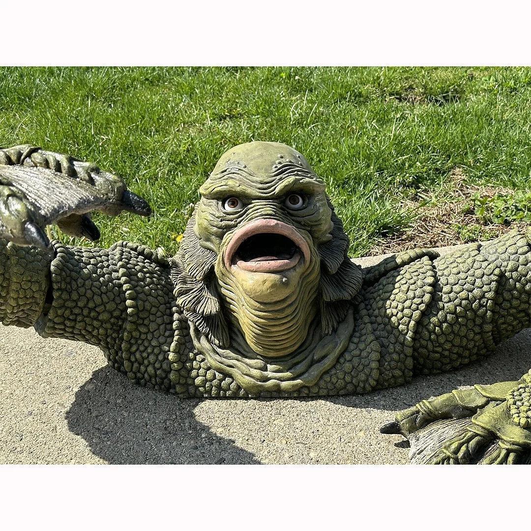 Vivolux | Kreatur The Black Lagoon Grabskulpturen Figur Gartengebäude Outdoor Ornamente Monster Statue Mann Halloween Dekoration