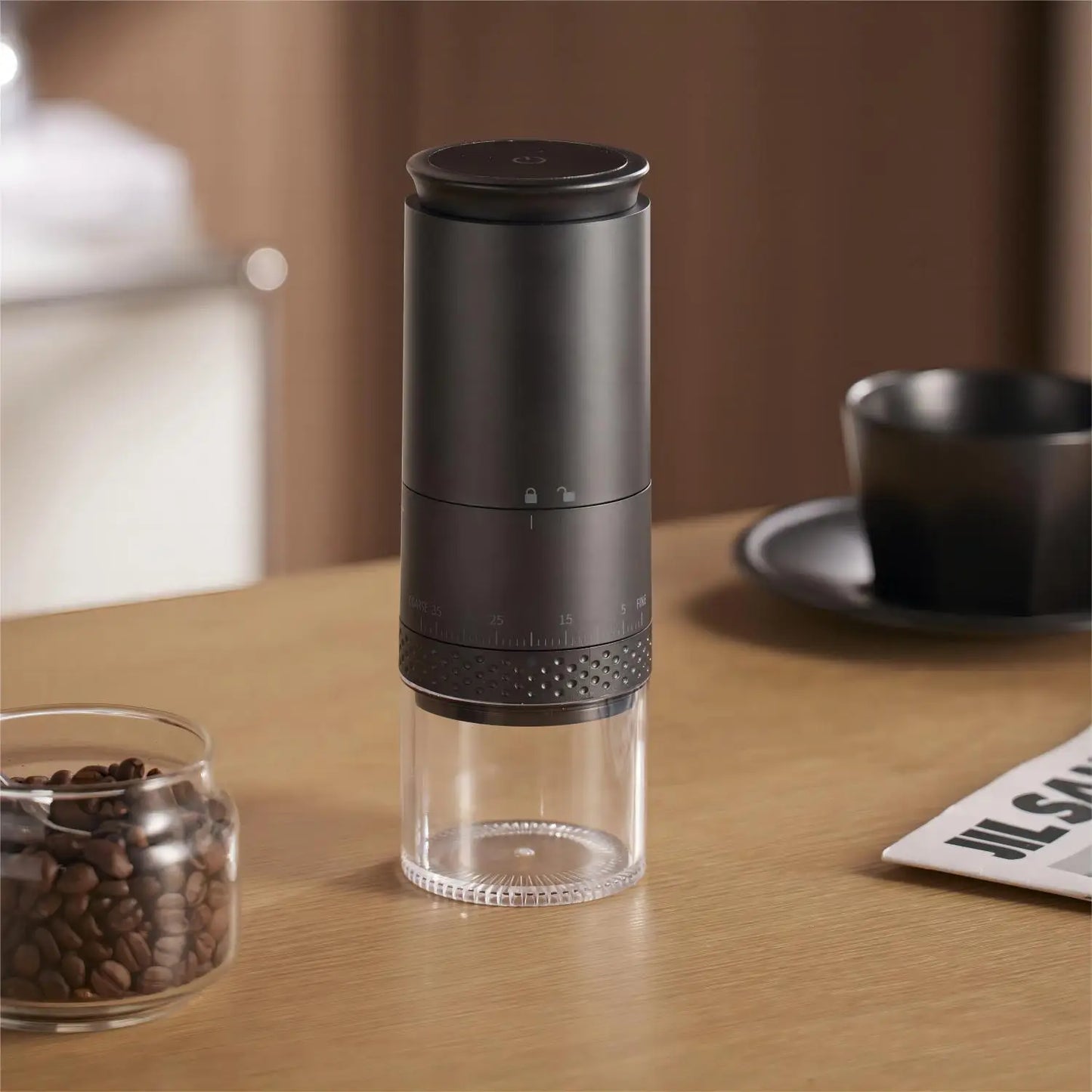 Vivolux | 1500mAh Elektrische Kaffeemühle Extern einstellbare Type-C-Lade Kaffeemühle Bohnenmahlmaschine Kaffeezubereiter