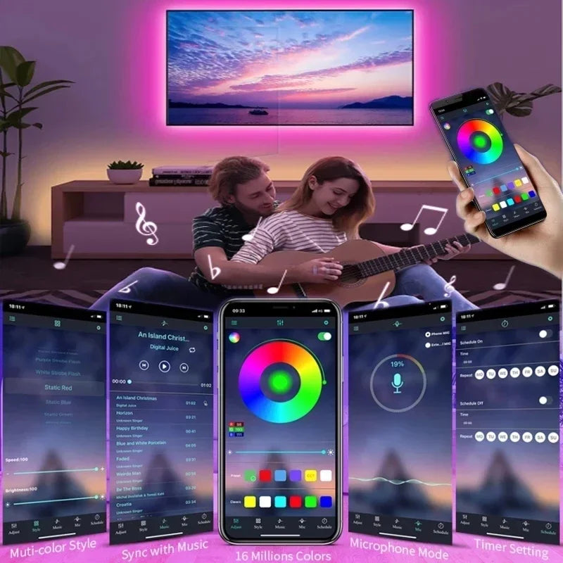 Vivolux | USB RGB LED Strip Lichter mit App-Steuerung für Raum- & Fernseher-Hintergrundbeleuchtung Deko