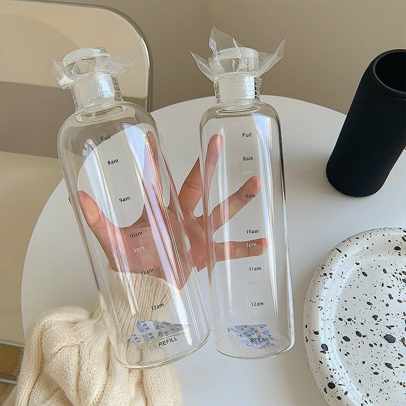 Vivolux | Zeit-Skalen hitzebeständige Glas Wasserflasche