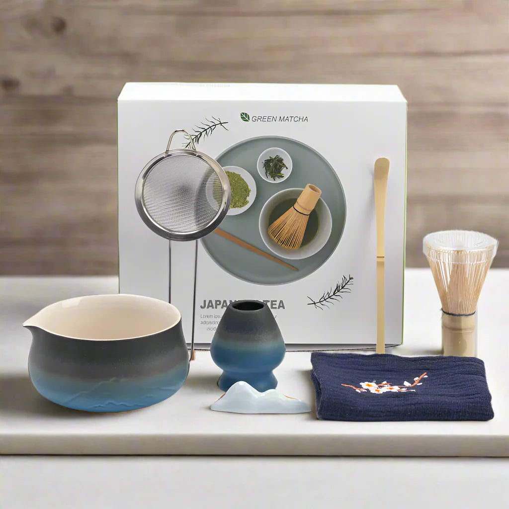 Japanisches Matcha Tee Set mit Keramikschale, Bambusbesen und Sieb – Perfektes Tee Geschenkset für authentische Teezeremonien-2