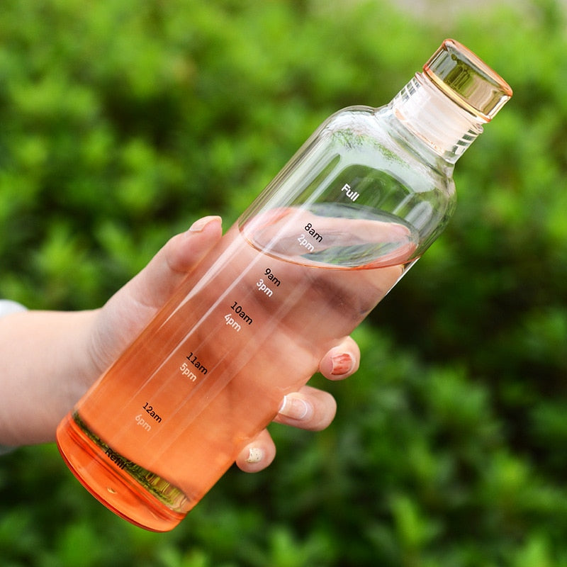 Vivolux | Zeit-Skalen hitzebeständige Glas Wasserflasche