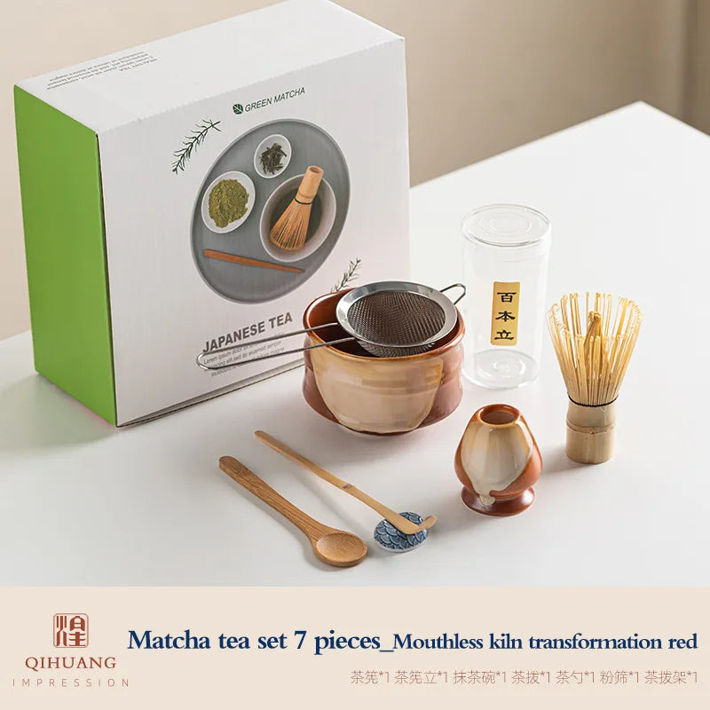 Variant image for Vintage 7-teiliges Matcha Set für traditionelle Teezeremonien – Keramikschale, Chasen, Bambusschaufel, ideal für Matcha Tee Set kaufen-2