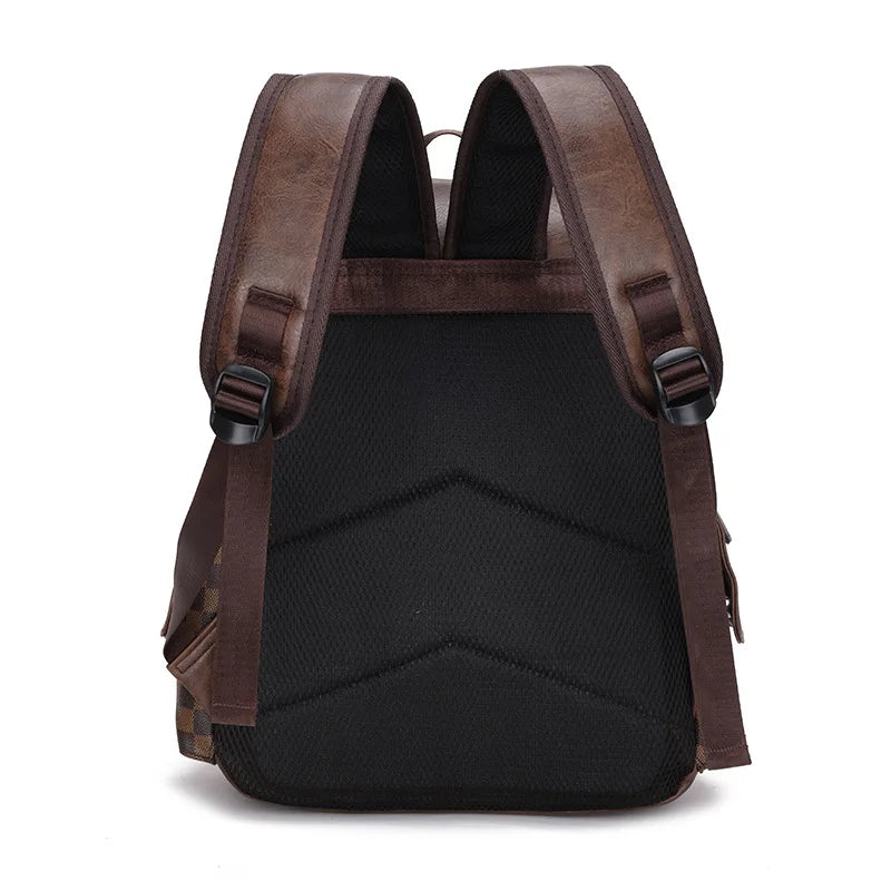 Vivolux | Trendiger Karierter Business Vielseitiger Herren Rucksack Reisen Große Kapazität Luxusmarken Design Rucksack Herren PU Leder Schulranzen