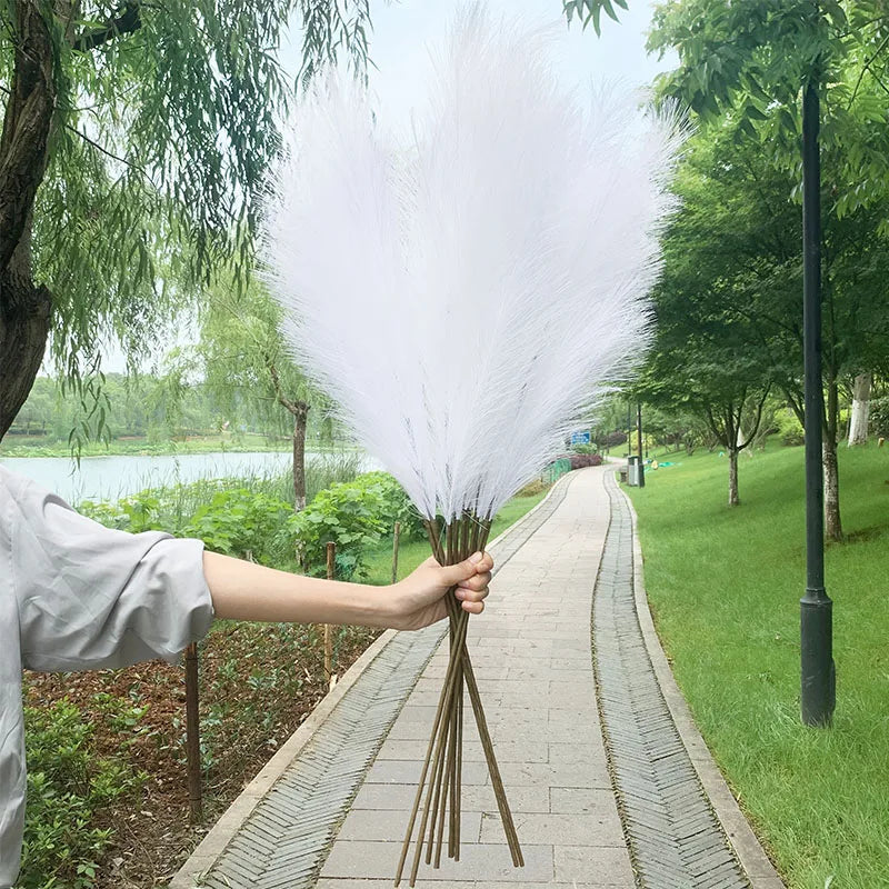 Vivolux | 5 Stück 100 cm Künstliches Pampasgras Trockenrohr Blumenstrauß Hochzeitsfeier Dekoration Zuhause Raum DIY Künstliche Pflanzen Dekorationsbedarf