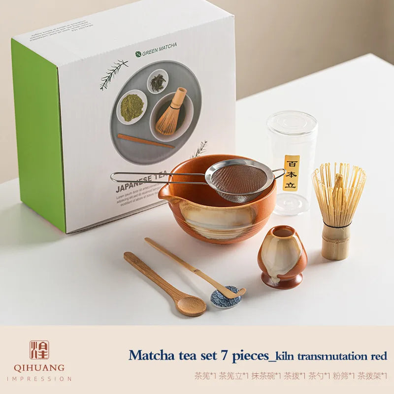 Variant image for Vintage 7-teiliges Matcha Set für traditionelle Teezeremonien – Keramikschale, Chasen, Bambusschaufel, ideal für Matcha Tee Set kaufen-6