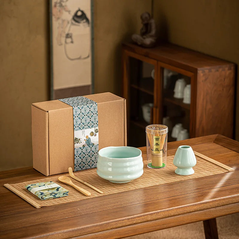 Premium 7-teiliges Matcha Set für authentische Teezeremonien – Bambus Whisk, Keramikschale und Schaufel, ideal als Matcha Starter Set-2