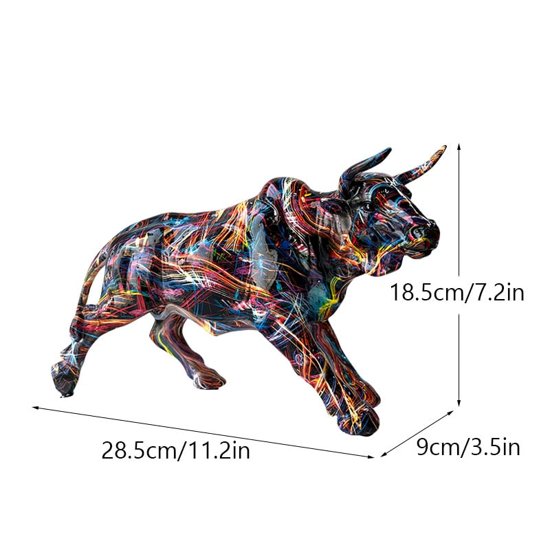 Vivolux | Graffiti-Malerei Harz Bull Figuren Home Wohnzimmer Schlafzimmer Büro Desktop Feng Shui Ornamente Sammlung Statuen