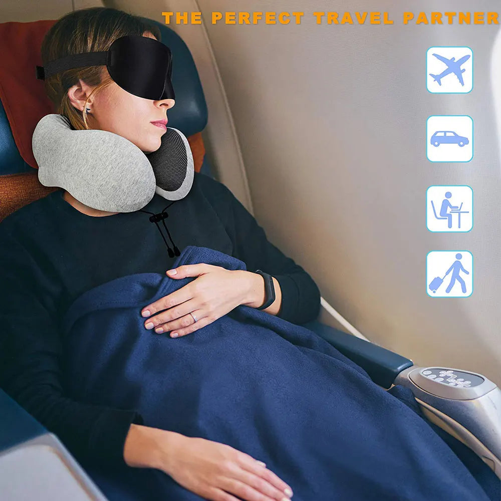 Vivolux | U-förmiges Nackenkissen aus Memory-Schaum für Reisen und Schlafen
