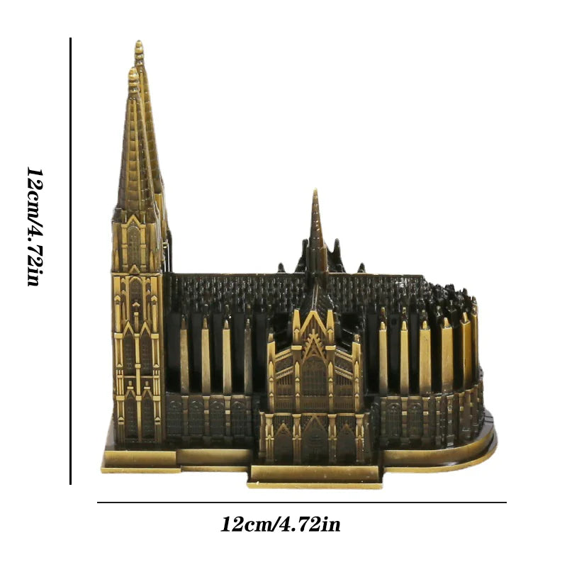 Vivolux | Cologne Cathedral Model Metal Antique Bronze Germany Kölner Dom Building Figurine World Famous Landmark Architecture Decoration
