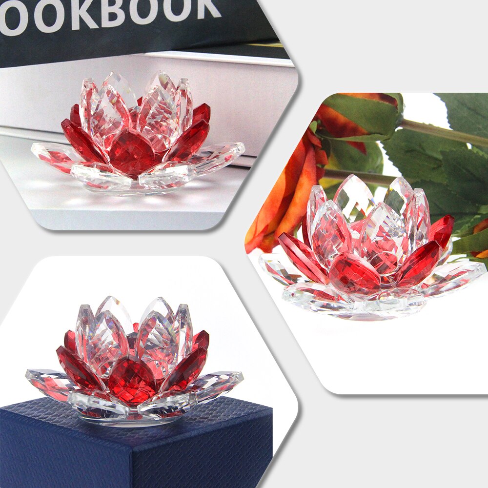 Vivolux | Kristall Lotus Blume Handwerk Glas Briefbeschwerer Hause Dekoration Ornamente Figuren Hause Hochzeit Party Decor Geschenke Souvenir
