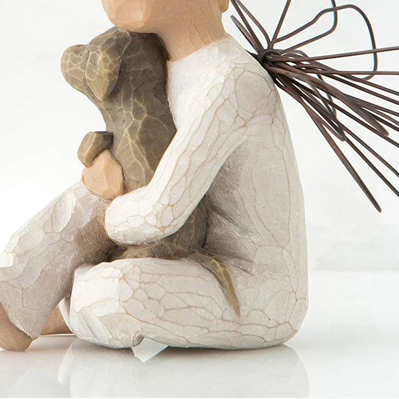 Vivolux | Statuette aus Kunstharz, Menschen, Familienfiguren, Skulptur, Figuren für Heimdekoration, Tischdekoration, Wohnzimmer, Engel, Umarmung, Hund, Vater, Kind