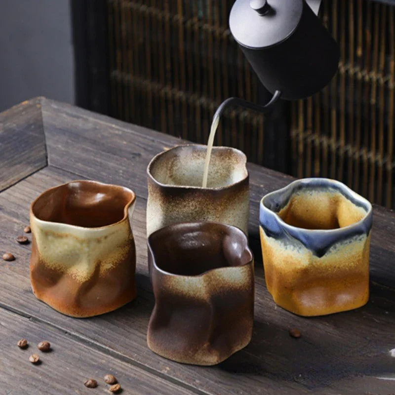 Vivolux | Unregelmäßige gedrehte Form Tasse 9,47 Unzen/280 ml Keramik Kaffee Teetasse ohne Griff Polychromatische kreative Keramik Tassen Kaffeetassen Retro
