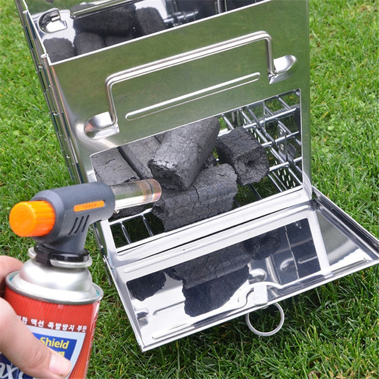 Vivolux | Tragbarer Edelstahl Klappgrill Holzkohlegrill Grill Outdoor Camping Holzofen