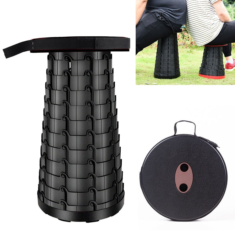 Vivolux | Outdoor Tragbarer Klappbarer Teleskopischer Kunststoffhocker Camping Angeln Gartenhocker (Schwarz)