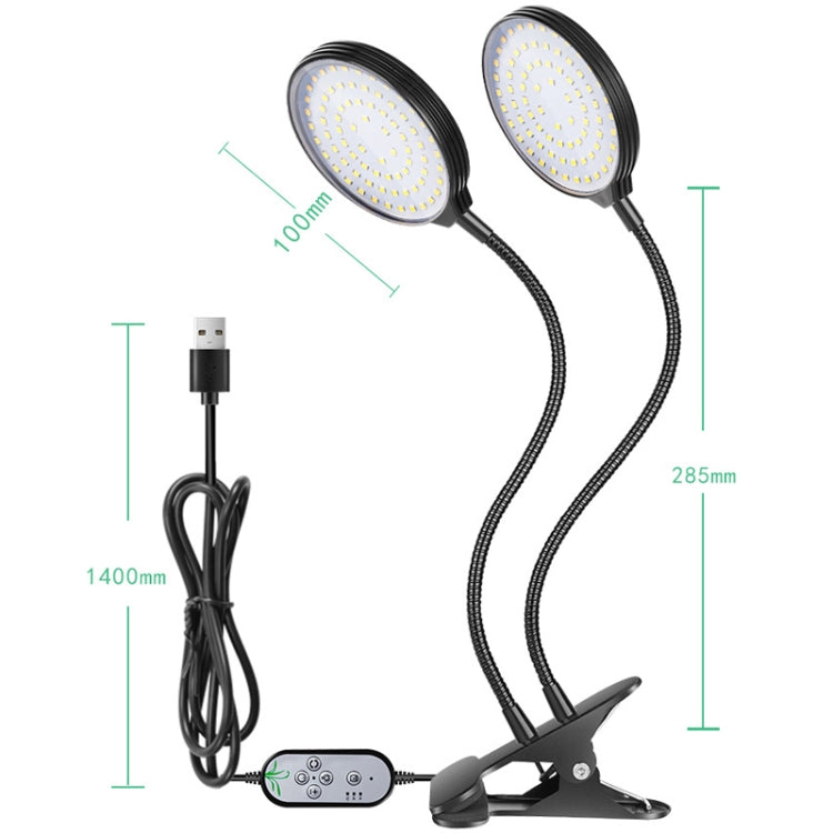 Vivolux | LED Pflanzenwachstumslampe USB Fernbedienung Clip wasserdicht Vollspektral natürliches Weiß Setzling Pflanzenlicht, Leistung: 45W Drei Köpfe