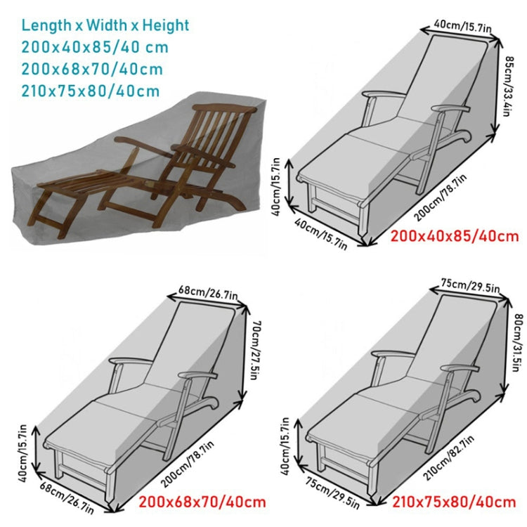 Vivolux | Outdoor Strandstuhl Staubdichte und Wasserdichte Abdeckung Schaukelstuhl Möbel Schutzhülle, Größe: 210x75x80cm (Schwarz+Silber)