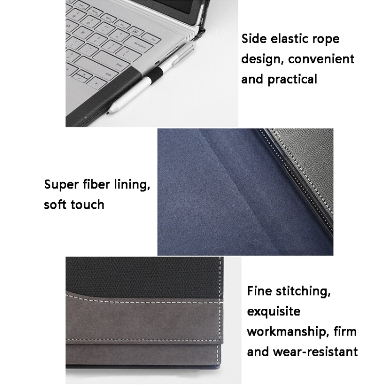 Vivolux | PU-Leder-Laptop-Schutzsleeve für Microsoft Surface Book 2 13,5 Zoll (Gentleman Grau)