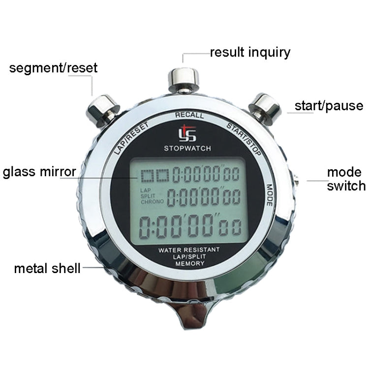 Vivolux | YS Metall Stoppuhr 3 Reihen Anzeige Lauftraining Elektronische Timer, Stil: YS-510 10 Erinnerungen