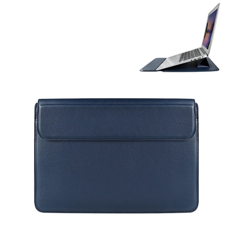 Vivolux | PU08DZ Leder Laptop Innenfach Tasche mit Standfunktion, Größe: 14,1-15,4 Zoll (Saphirblau)
