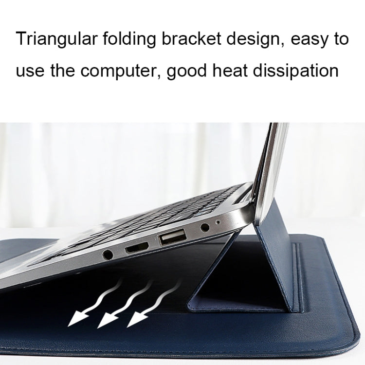 Vivolux | PU08DZ Leder Laptop Innenfach Tasche mit Standfunktion, Größe: 14,1-15,4 Zoll (Saphirblau)